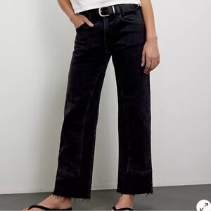 We The Free jeans straight leg  size 30 raw hem Black Preppy denim crop Jeans